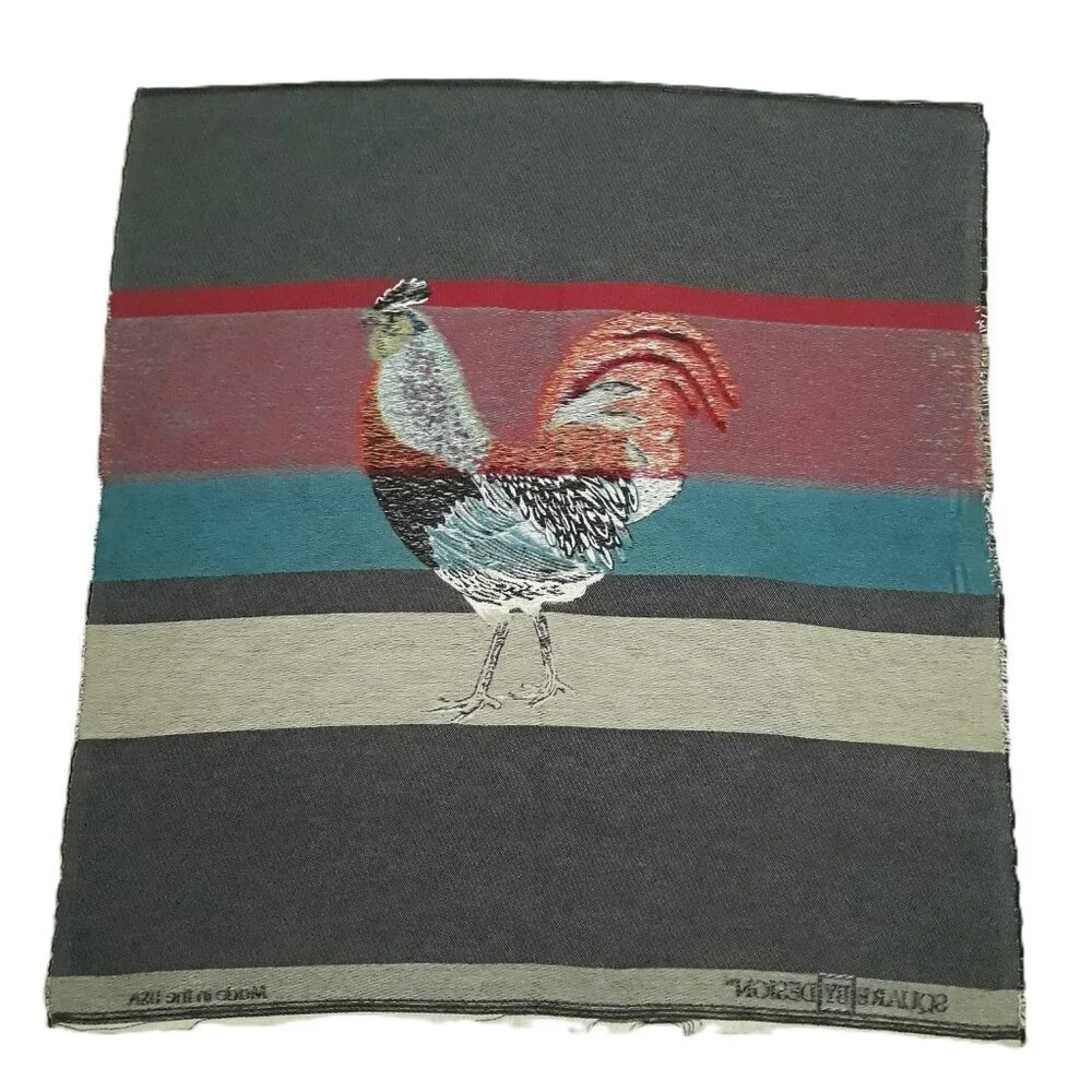 Rooster Embroidered Pillow Cover - Multicolored Farmhouse Country Novelty